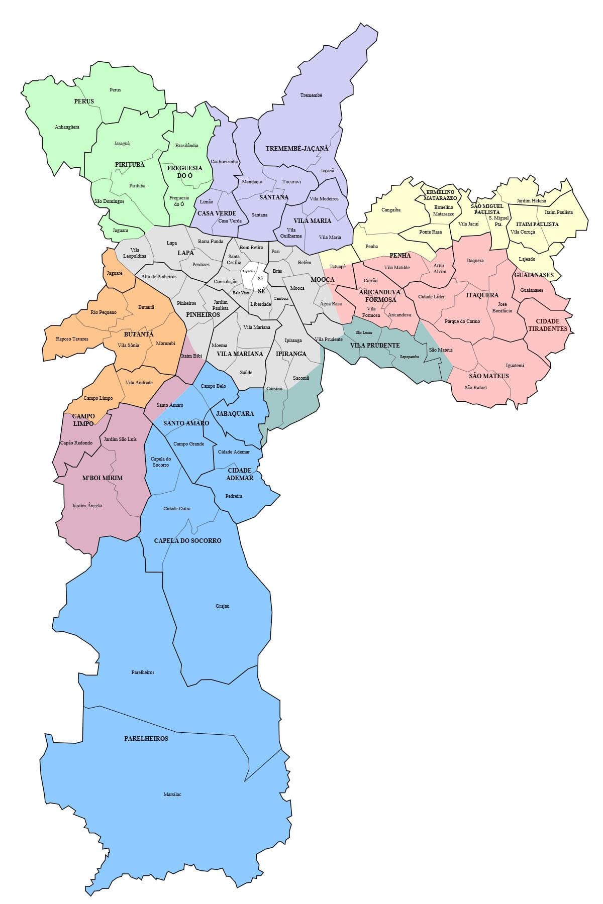 São Paulo გარეუბანში რუკა