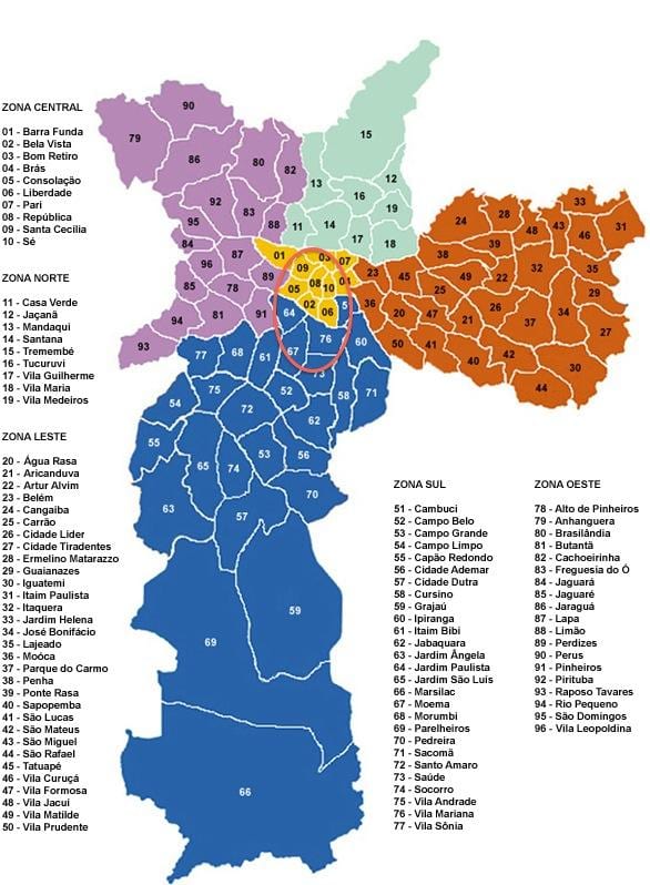 São Paulo მუნიციპალიტეტების რუკა
