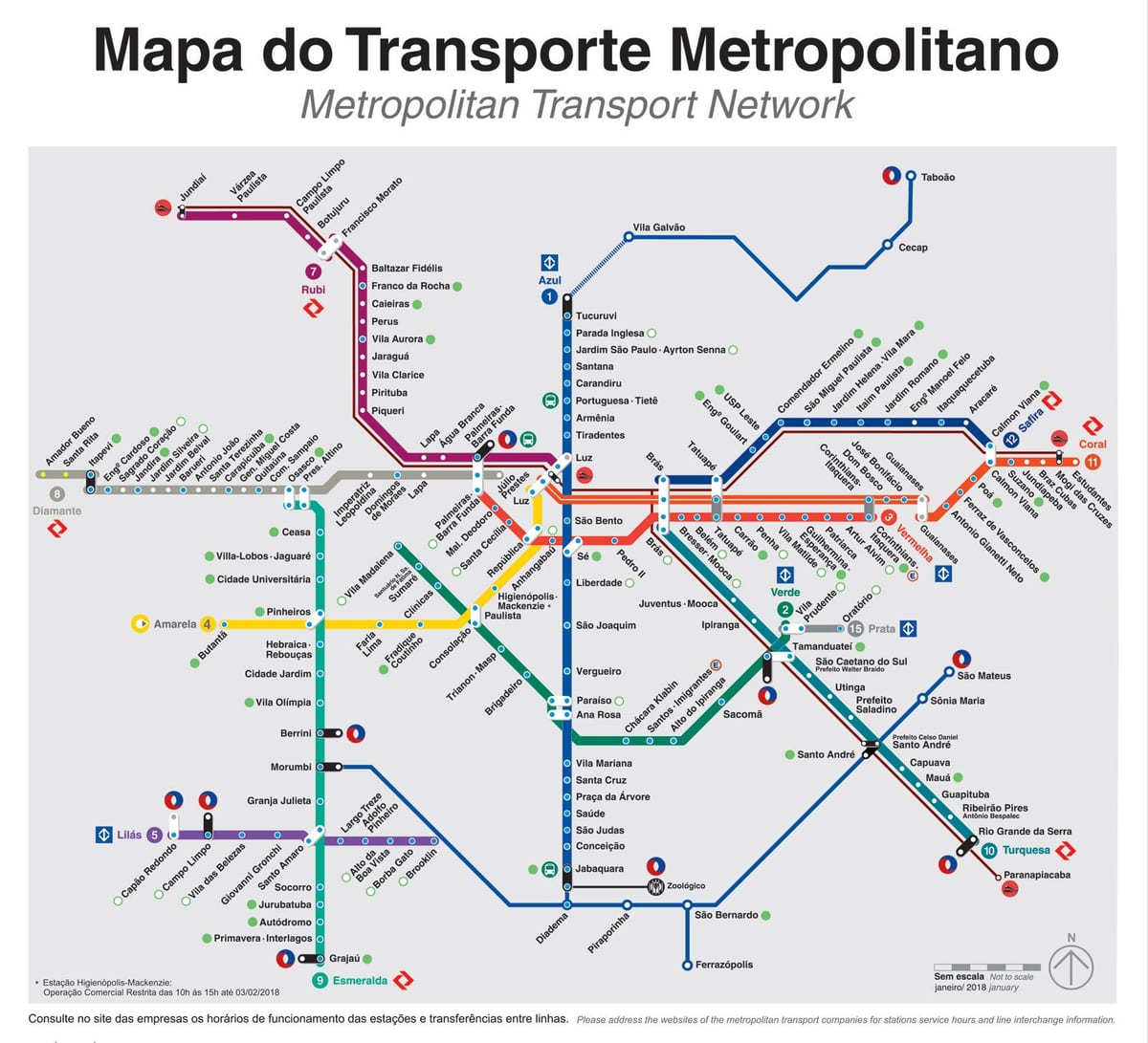São Paulo სატრანსპორტო რუკა
