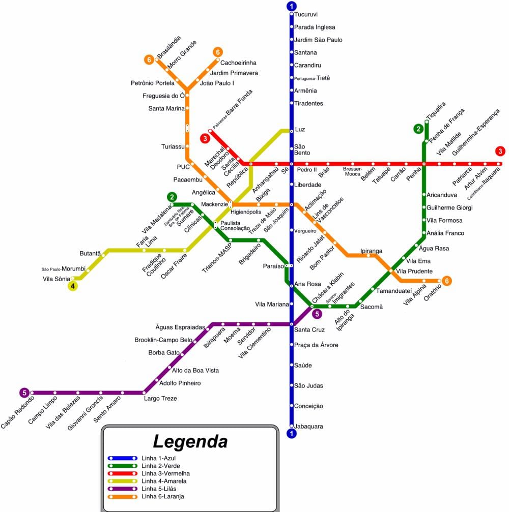 რუკა Sao Paulo tube